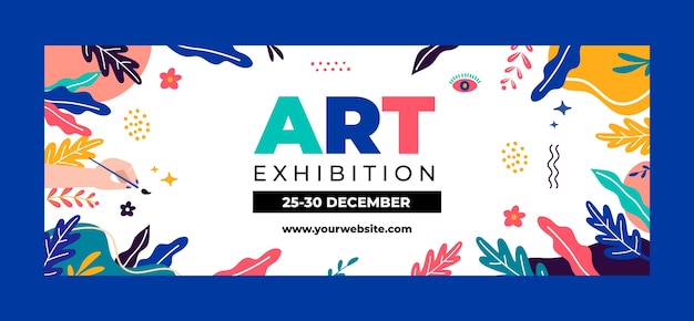 flat design leaves art exhibition facebook cover