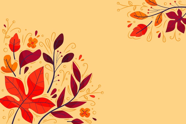 Free vector flat design leaves background with copy space