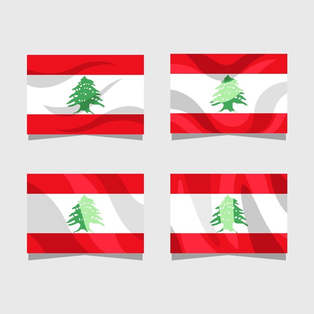 フラットデザインのレバノンの旗コレクション