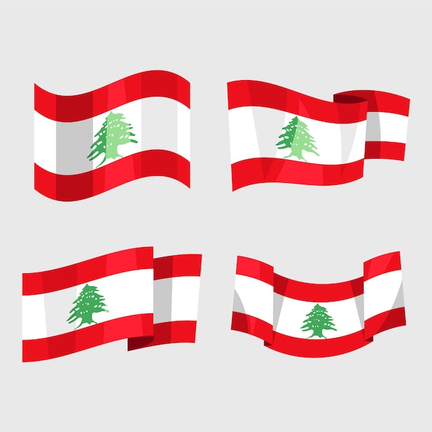 フラットデザインのレバノンの旗コレクション