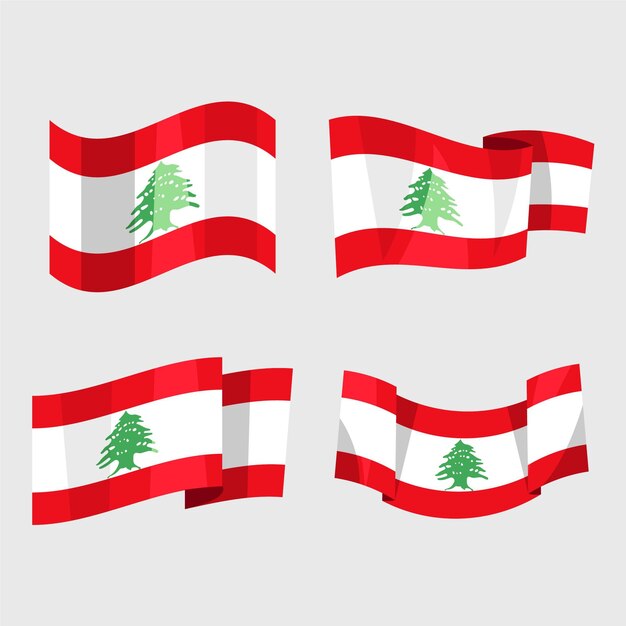 Flat design lebanese flag collection