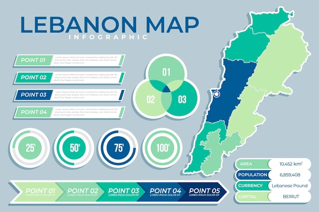 Free vector flat design lebanon map