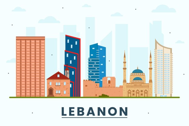 Flat design lebanon skyline