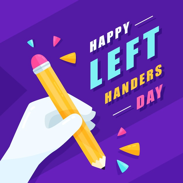 Flat design left handers day concept