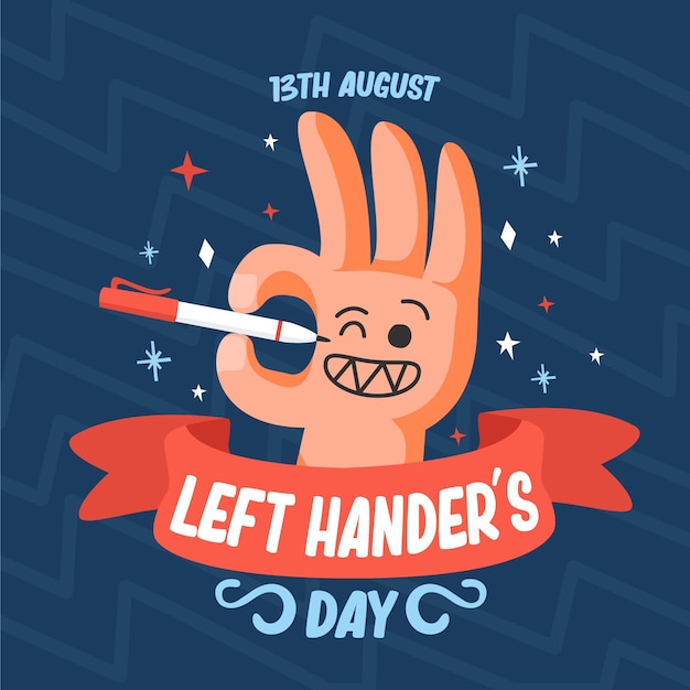 Free vector flat design left handers day concept