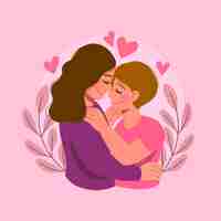 Free vector flat design lesbian couple in love