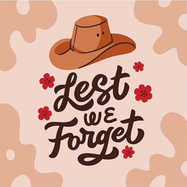 Free vector flat design lest we forget message illustrated