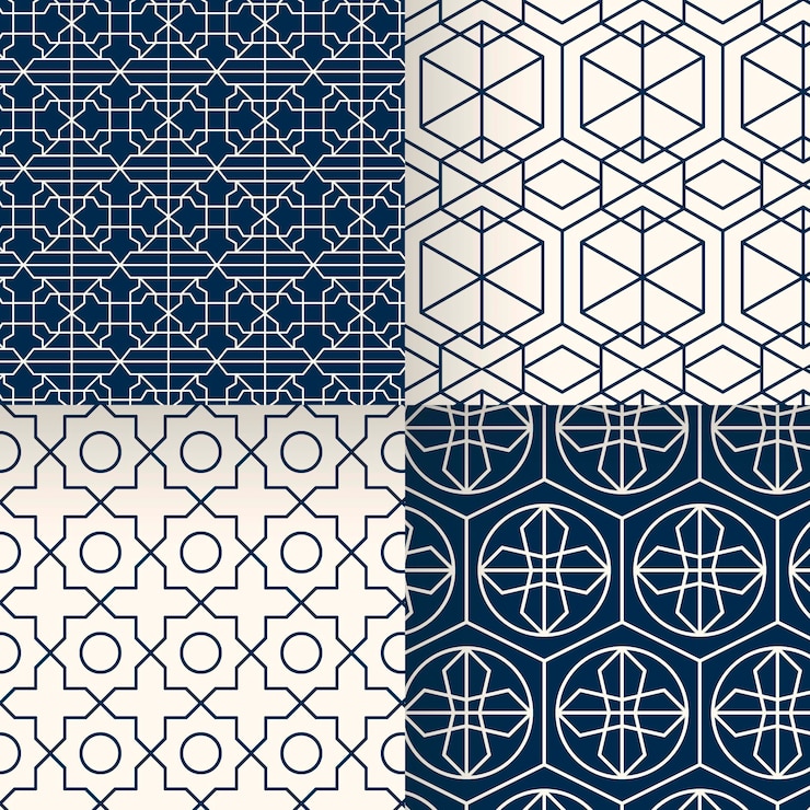 Free Vector flat design linear arabic pattern collection