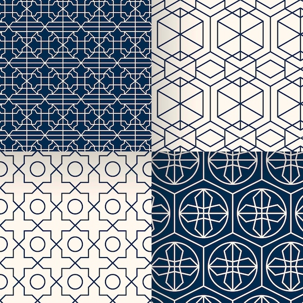 평면 디자인 선형 아랍어 패턴 컬렉션