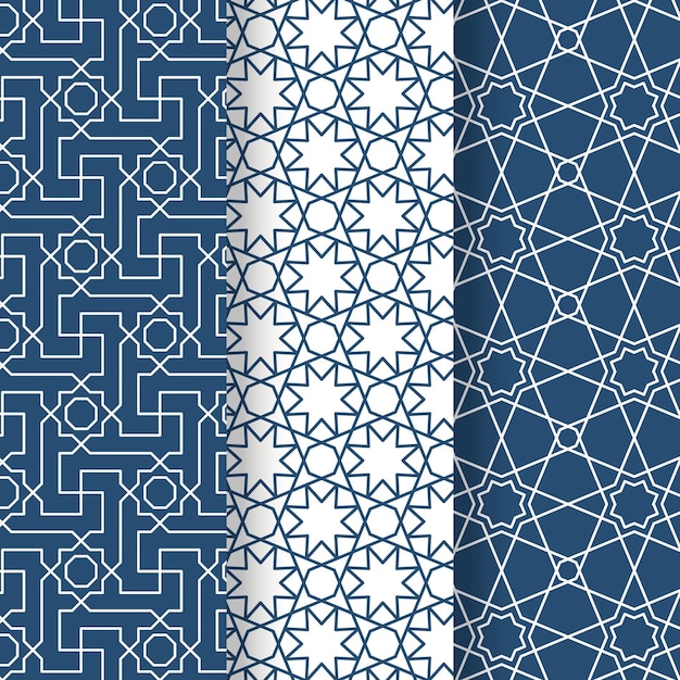 Flat design linear arabic pattern collection