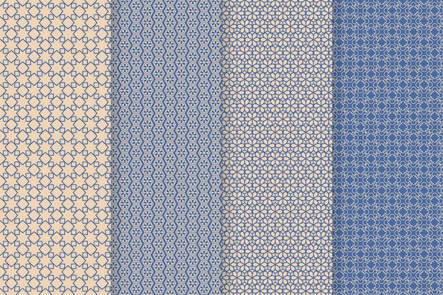 Flat design linear arabic pattern collection