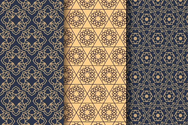 Flat design linear arabic pattern collection