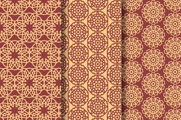 Flat design linear arabic pattern collection