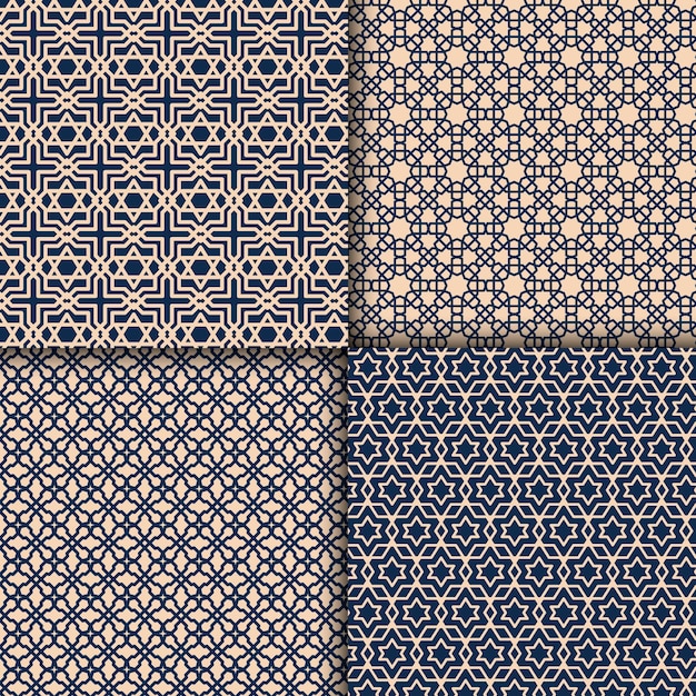フラットデザインの線形アラビアパターンコレクション