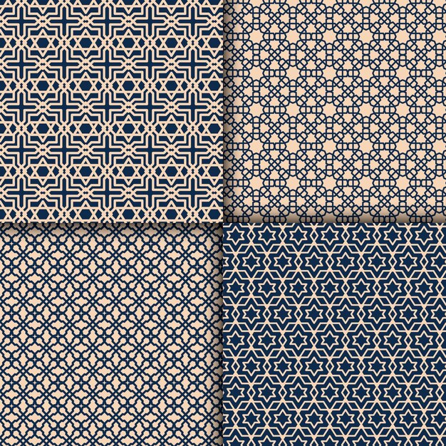 Flat design linear arabic pattern collection