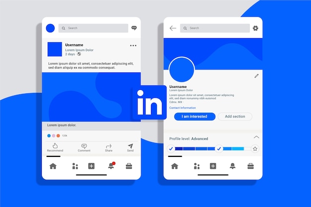 Vettore gratuito design piatto linkedin mockup