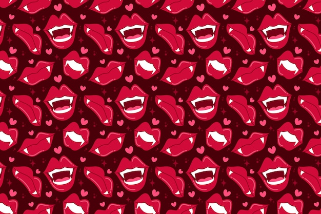 Flat design lips pattern background