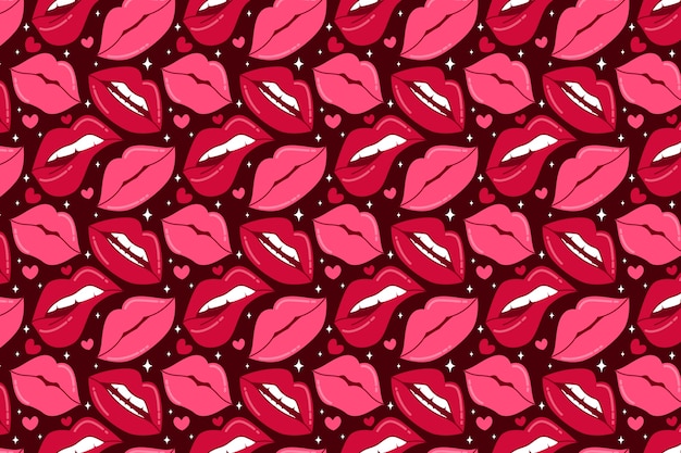 Бесплатное векторное изображение Фон с плоским рисунком губ