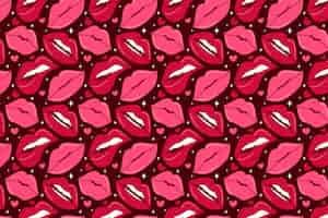 Free vector flat design lips pattern background