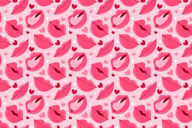 Free vector flat design lips pattern background