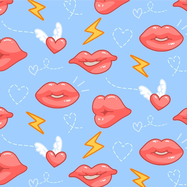 Free vector flat design lips pattern background