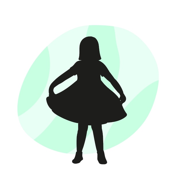 Free vector flat design little girl silhouette