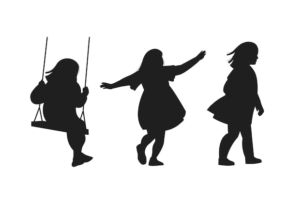 flat design little girl silhouette
