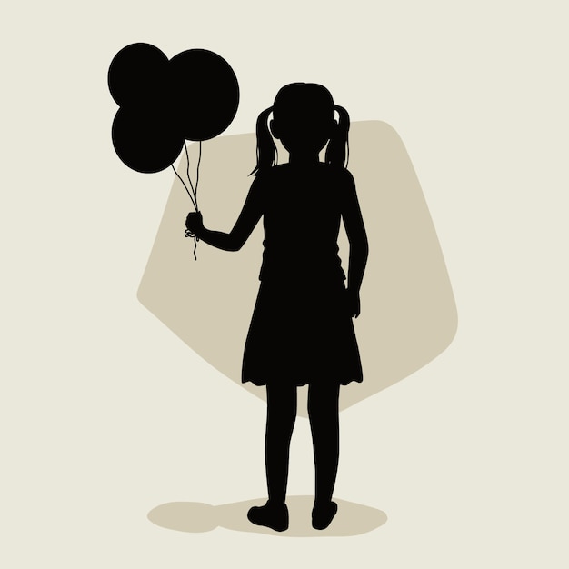 Free vector flat design little girl silhouette