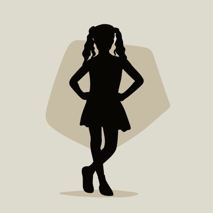 無料Vector フラットなデザインの少女のシルエット