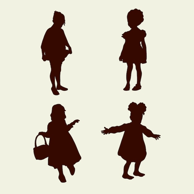 Free Vector flat design little girl silhouette