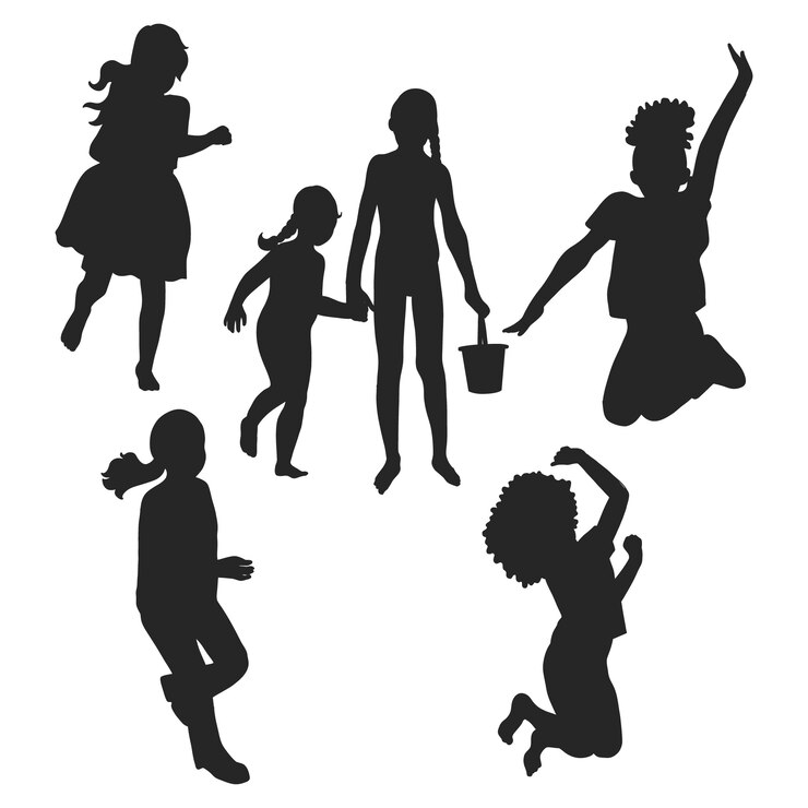 無料Vector フラットなデザインの少女のシルエット