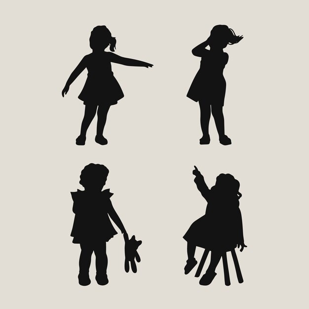 flat design little girl silhouette