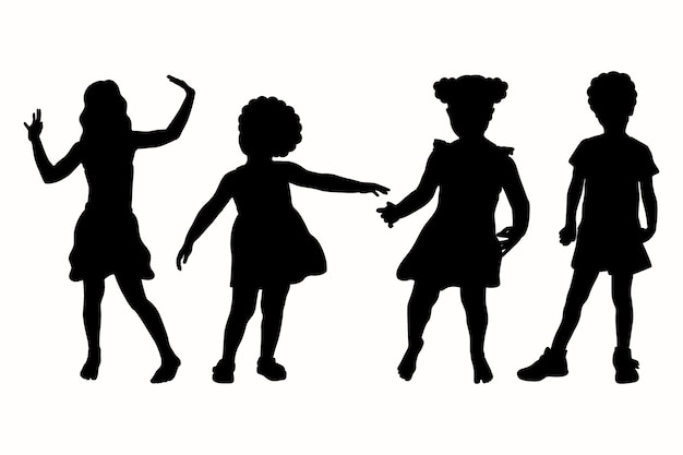 Free Vector flat design little girl silhouette