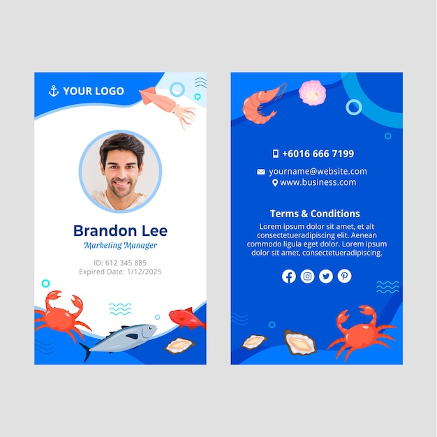 Free vector flat design local market id card template