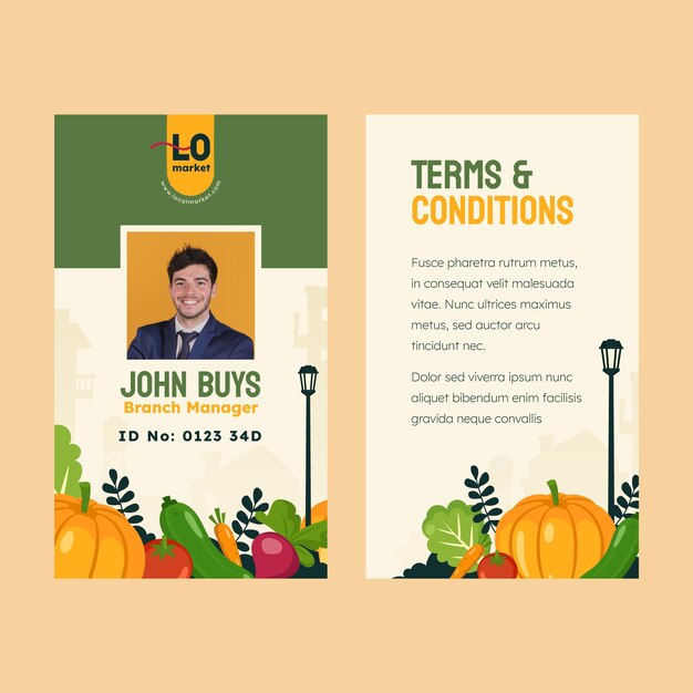 Free vector flat design local market id card template