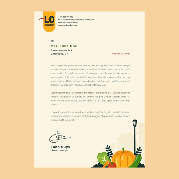 flat design local market letterhead