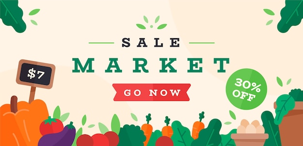 Flat design local market sale banner