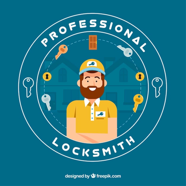 Free vector flat design locksmith character