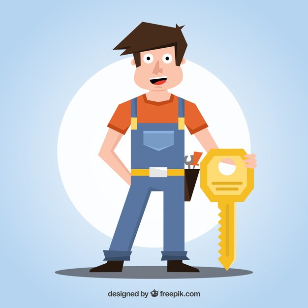 Flat design locksmith character