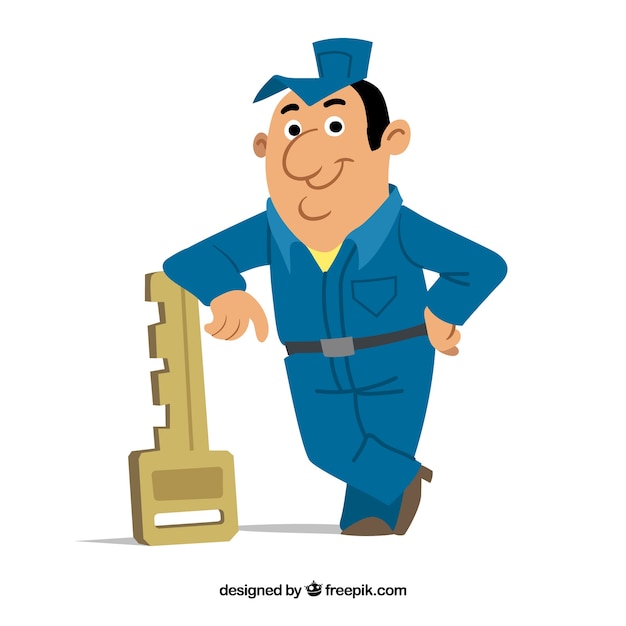 Flat design locksmith character