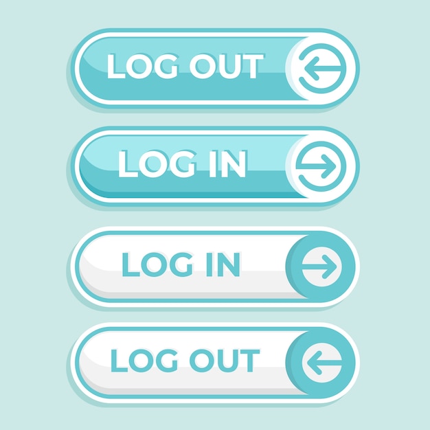 Free vector flat design  login and logout button