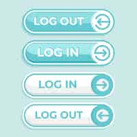Vettore gratuito pulsante di accesso e disconnessione dal design piatto