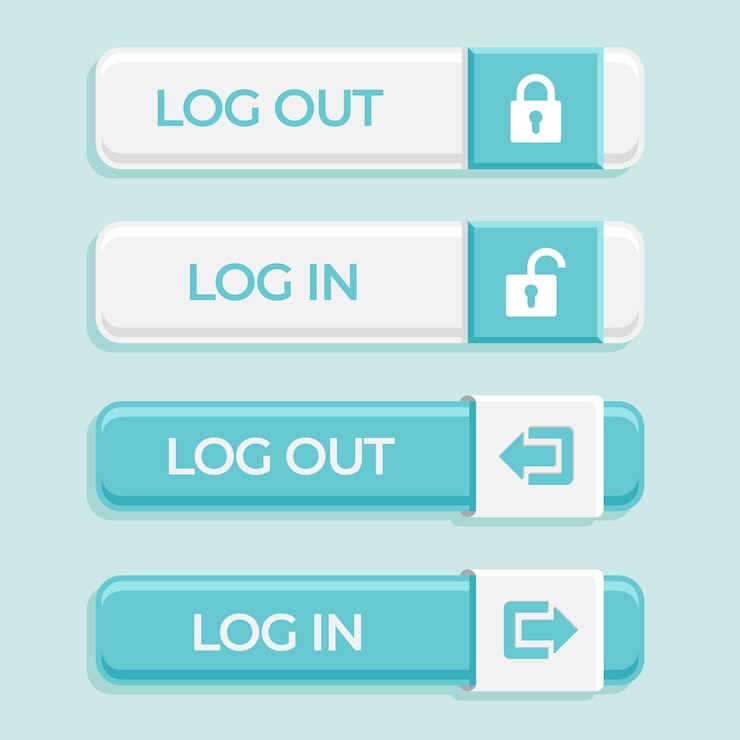 Free Vector flat design  login and logout button