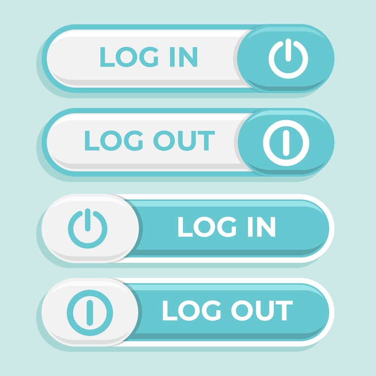 Free Vector flat design  login and logout button