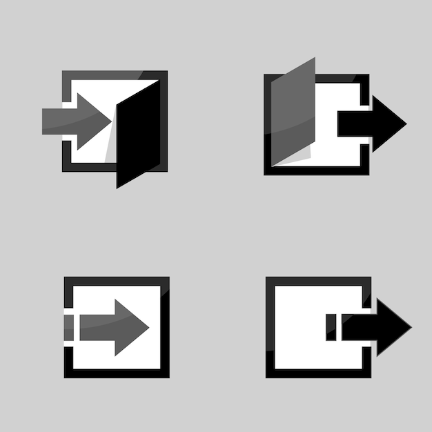 Icone dei pulsanti di accesso e disconnessione dal design piatto