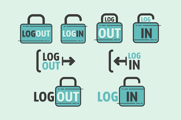 Flat design login and logout buttons icons