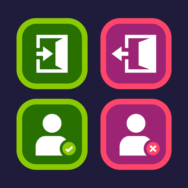 Free Vector flat design login and logout buttons icons