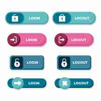 Free vector flat design login and logout label collection