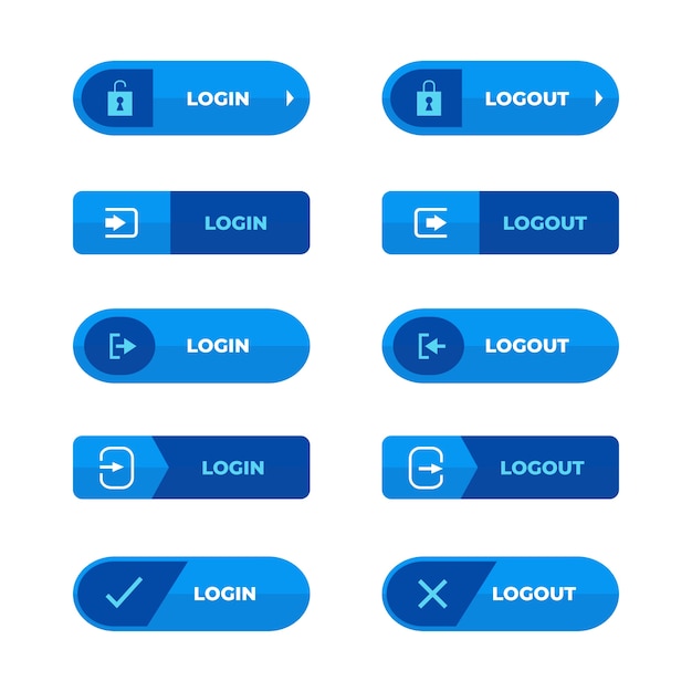 Flat design login and logout label collection