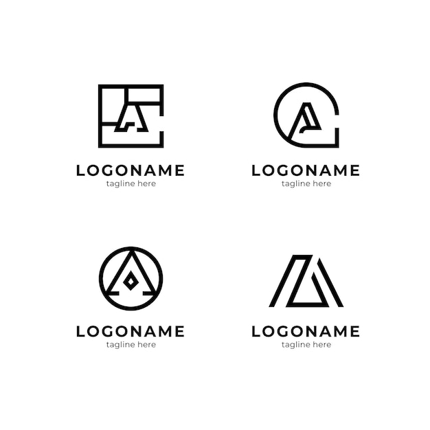 Free vector flat design a logo template set